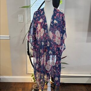 Pink and blue Floral Kimono OSFM
